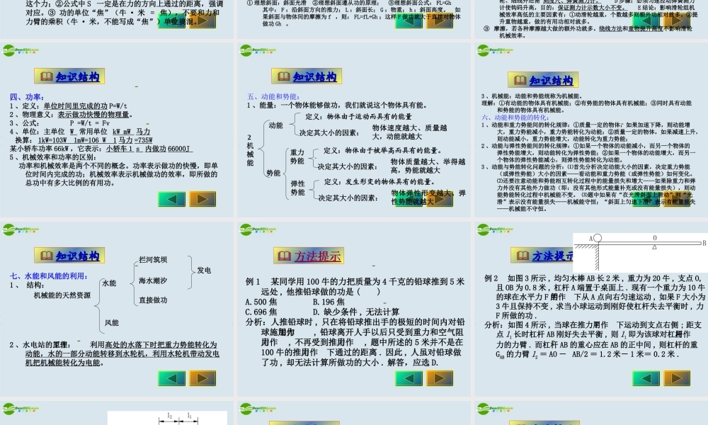 中考物理 功和机械能复习课件