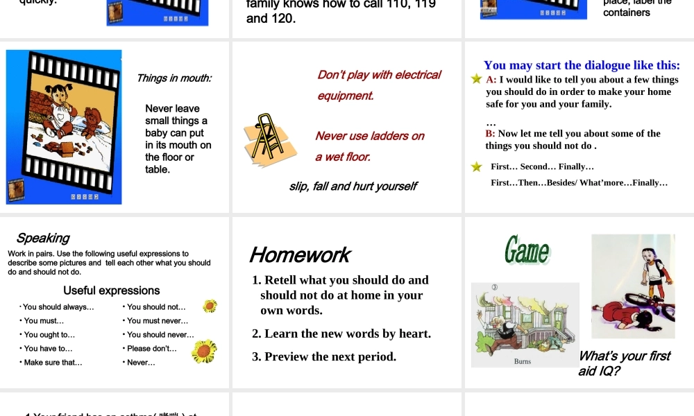 Unit8 First aid二 人教版 课件