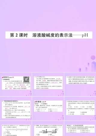 九年级化学下册 第10单元 酸和碱 课题2 酸和碱的中和反应 第2课时 溶液酸碱度的表示法 pH作业课件 (新版)新人教版 课件