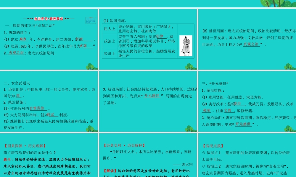 七年级历史下册 第一单元 隋唐时期：繁荣与开放的时代 第2课从贞观之治到开元盛世习题课件 新人教版 课件