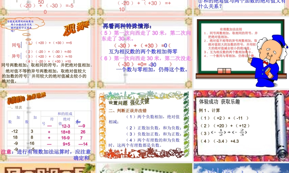 七年级数学上26有理数的加法课件 华东师大版 课件