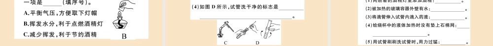 九年级化学上册 第一单元 走进化学世界 课题3 走进化学实验室 第2课时 物质的加热、仪器的连接及洗涤作业课件 (新版)新人教版 课件