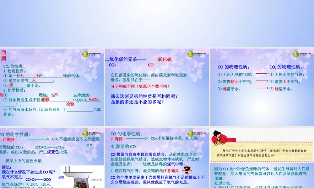 九年级化学上册(二氧化碳和一氧化碳)课件(第1课时)课件 新人教版 课件