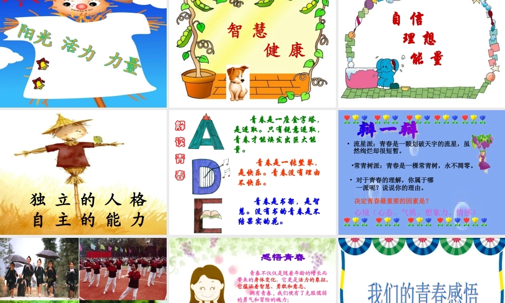 七年级政治上册 第四课 欢快的青春节拍 第二框感悟青春课件人教版 课件