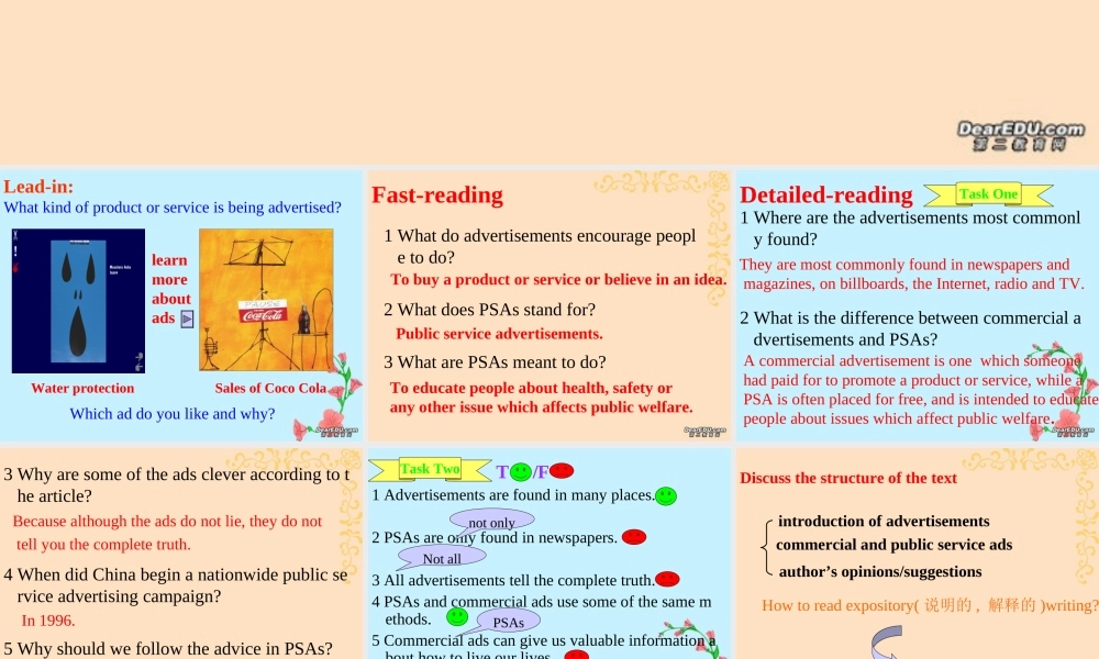 Unit4 Advertisements新课标 人教版 必修1 课件