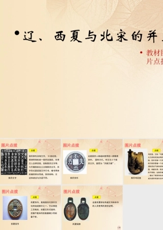 (秋季版)七年级历史下册 第二单元 辽宋夏金元时期：民族关系发展和社会变化 第7课(辽、西夏与北宋的并立)教材图片点拨素材 新人教版 素材