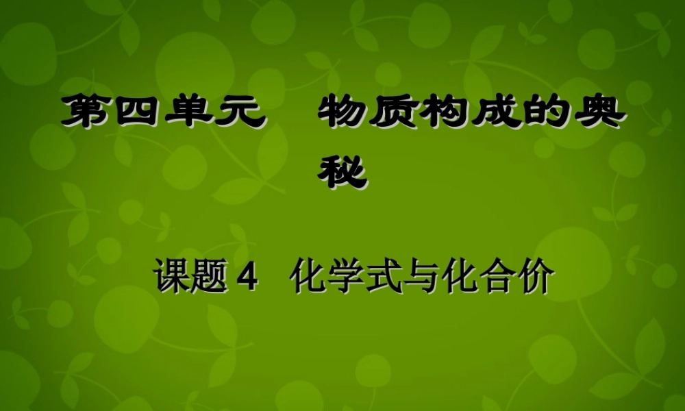 九年级化学上册 第四单元 课题4 化学式与化合价课件1 (新版)新人教版 课件