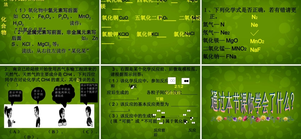 九年级化学上册 第四单元 课题4 化学式与化合价课件1 (新版)新人教版 课件