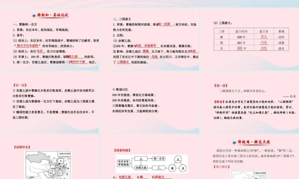 七年级历史上册 第四单元 政权分立与民族汇聚 鼎立局面的形成课件 北师大版 课件