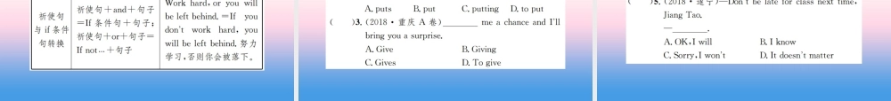 中考英语总复习 第二部分 语法专项突破篇 1基础语法(十一)简单句习题课件
