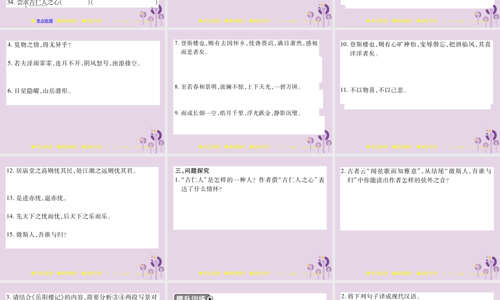 中考语文复习 第二部分 古诗文积累与阅读 专题二 文言文(五)(岳阳楼记)课件