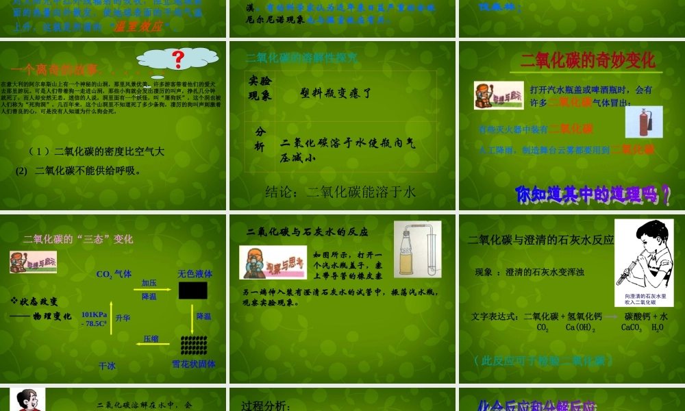 九年级化学上册 第2章 第2节 奇妙的二氧化碳课件 (新版)沪教版 课件