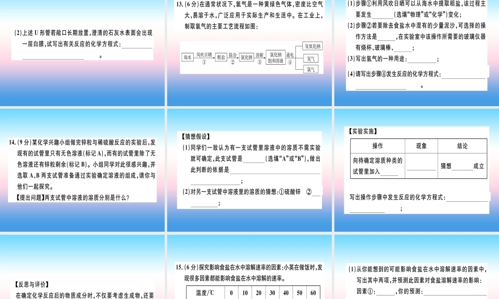 九年级化学下册 第九单元 溶液检测卷习题课件 新人教版 课件
