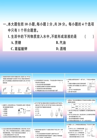 九年级化学下册 第九单元 溶液检测卷习题课件 新人教版 课件