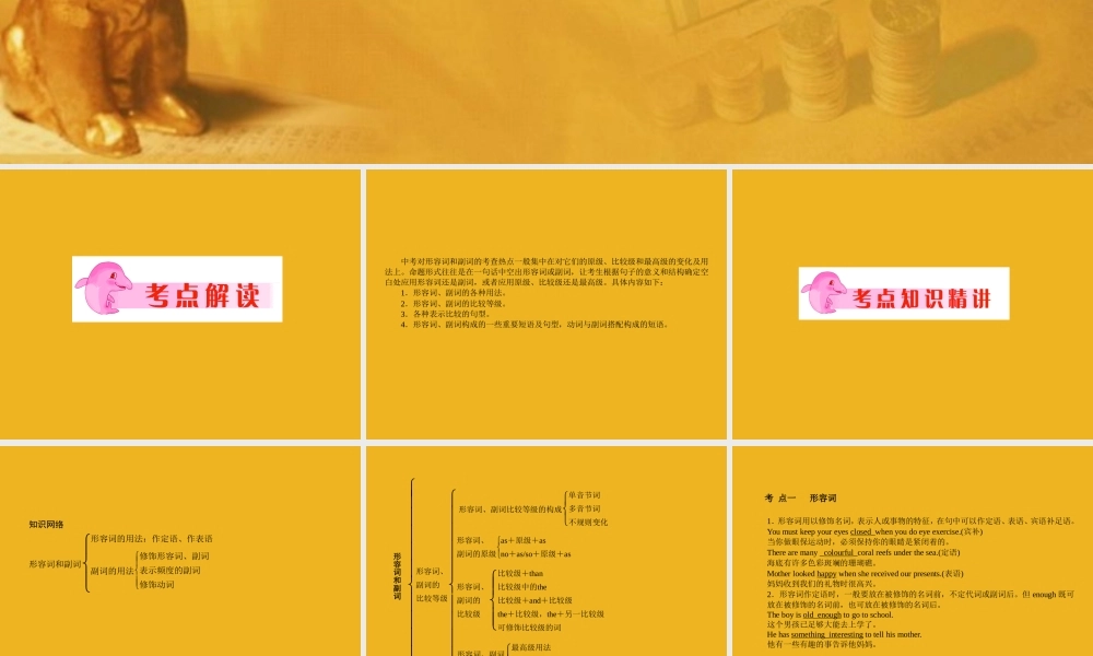 中考英语语法考点专题复习4 形容词、副词课件