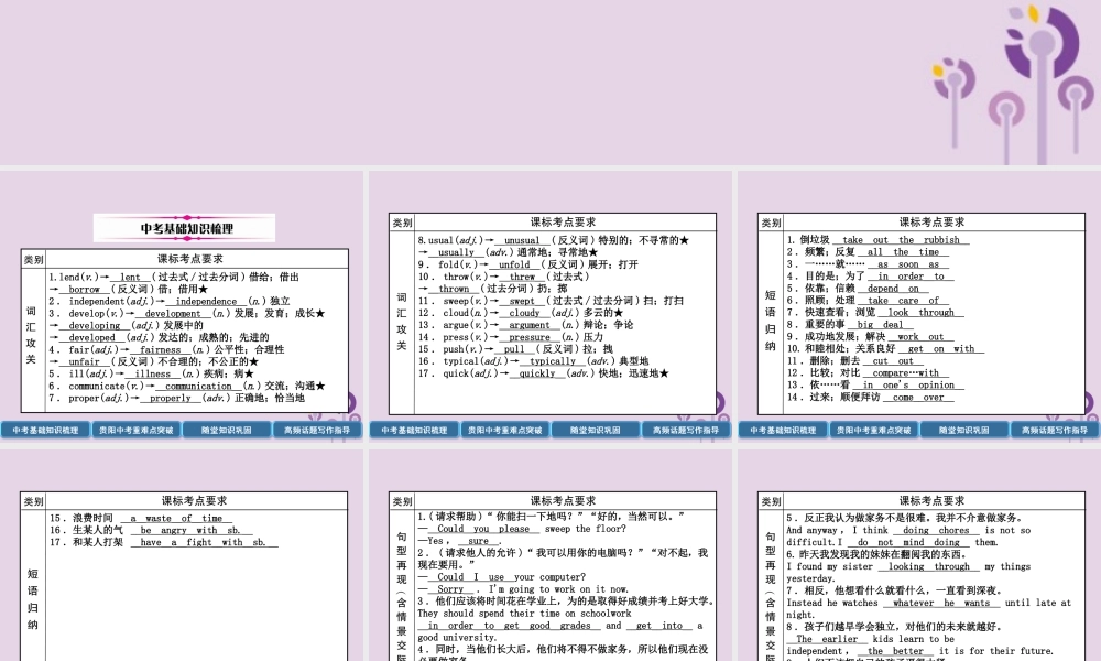 (贵阳专版)中考英语总复习 第1部分 教材知识梳理篇 八下 Units 3 4(精讲)课件