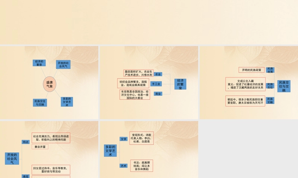 (秋季版)七年级历史下册 第一单元 隋唐时期：繁荣与开放的时代 第3课(盛唐气象)思维导图素材 新人教版 素材