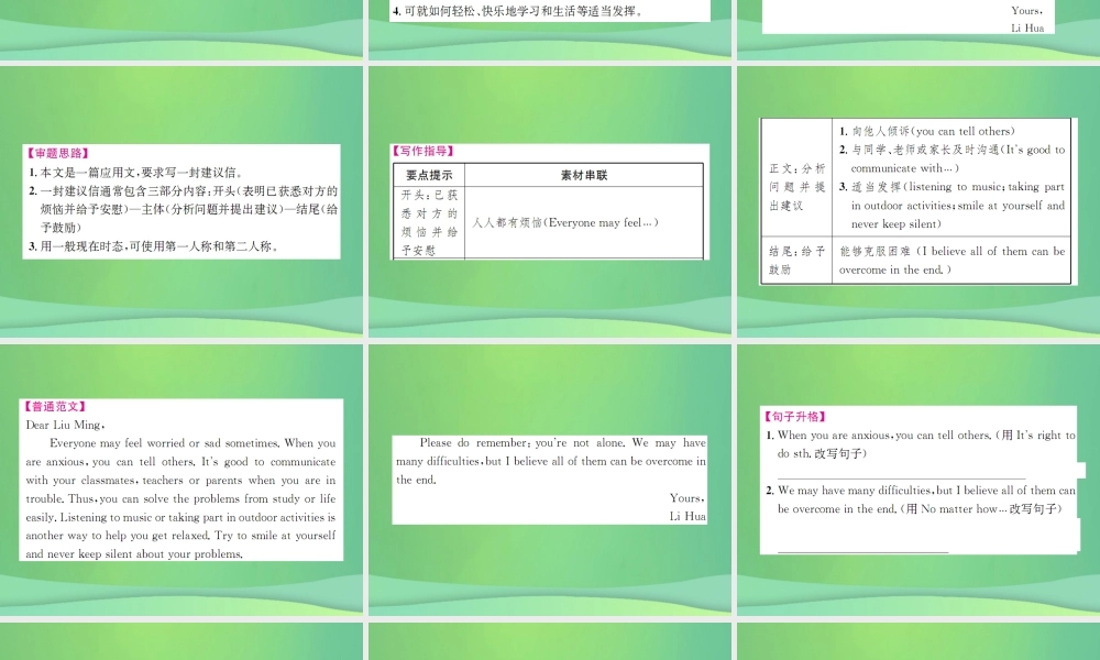 中考英语复习 高频话题写作指导 人际交往与沟通课件