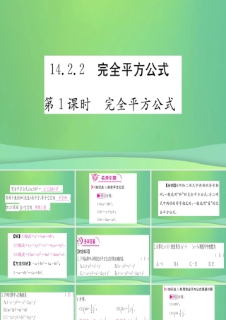(江西专用)八年级数学上册 第14章 整式的乘法与因式分解 14.2 乘法公式 14.2.2 完全平方公式 第1课时 完全平方公式作业课件 (新版)新人教版 课件