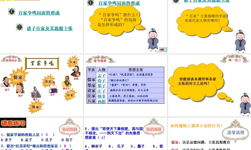 七年级历史百家争鸣课件新人教版 课件