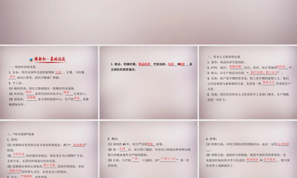 七年级历史下册 第三单元 第明清经济的发展与 闭关锁国 课件 新人教版 课件