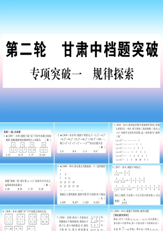 (甘肃专用)中考数学 第二轮 中档题突破 专项突破1 规律探索作业课件