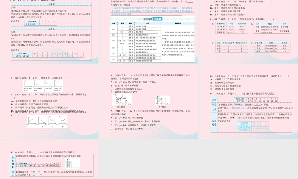 中考物理总复习 八上 第3讲 物态变化课件