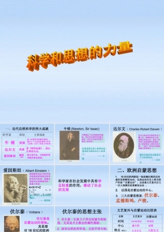九年级历史上册 第八单元第22课(科学和思想的力量)课件 人教新课标版 课件