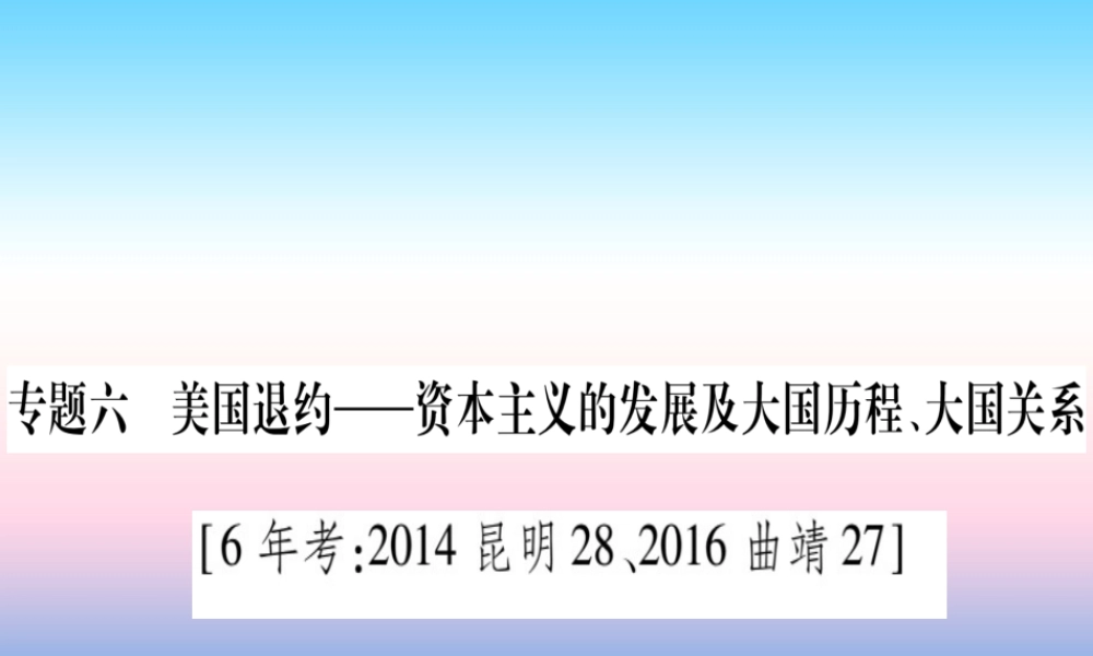 (云南专用)中考历史总复习 第2篇 知能综合提升 专题6 美国退约—资本主义的发展及大国历程、大国关系课件