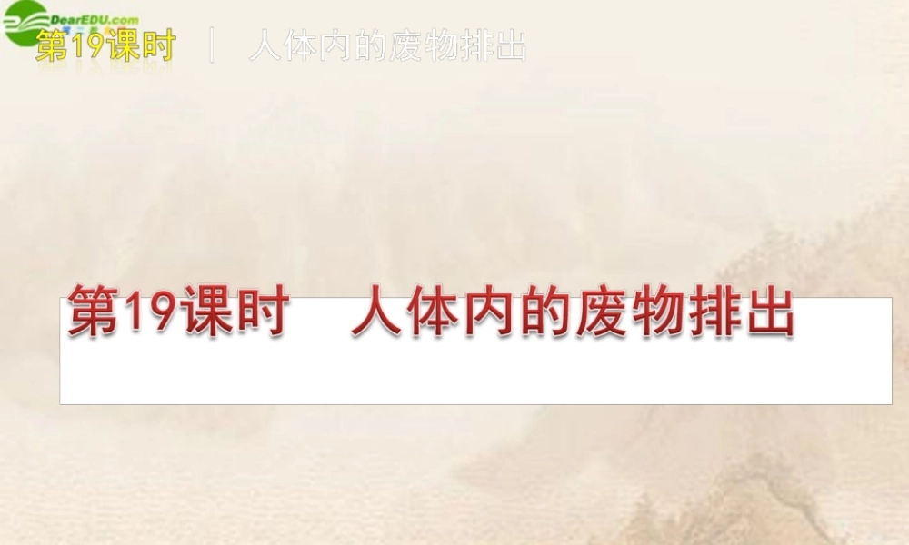 中考生物复习方案 第19课时人体内的废物排出课件 人教新课标版 课件