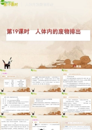 中考生物复习方案 第19课时人体内的废物排出课件 人教新课标版 课件