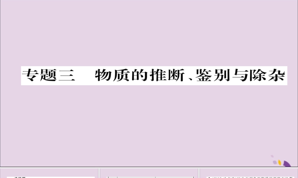 (遵义专版)中考化学总复习 第2编 重点题型突破篇 专题3 物质的推断、鉴别与除杂(精练)课件