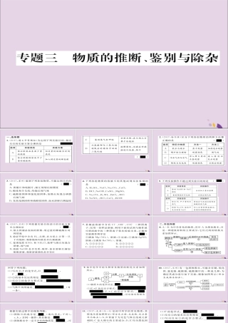(遵义专版)中考化学总复习 第2编 重点题型突破篇 专题3 物质的推断、鉴别与除杂(精练)课件