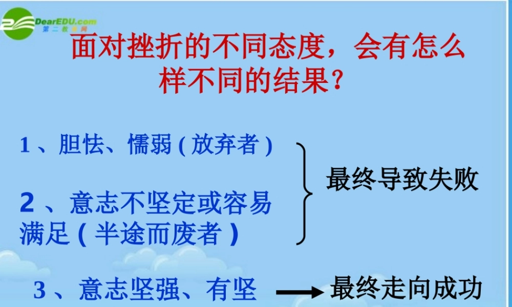 七年级政治下册 挫折面前也从容课件 人教新课标版 课件