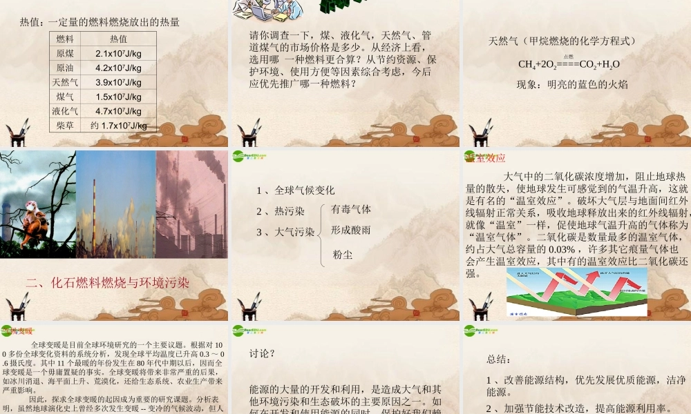九年级化学 43化石燃料的利用课件 沪教版 课件