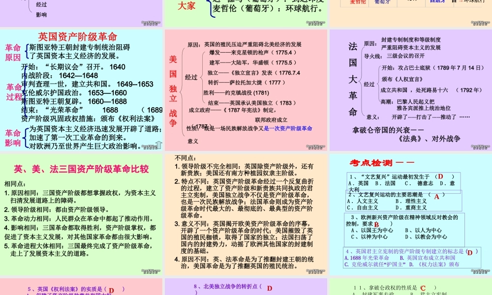 九年级世界历史第二单元复习课件 岳麓版 课件