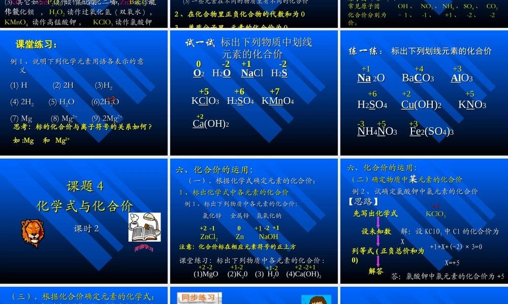 九年级化学化学式与化合价课件一 新课标 人教版 课件
