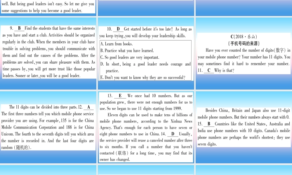 (湖北专用版)版中考英语专题高分练 专题突破十六 任务型阅读实用课件
