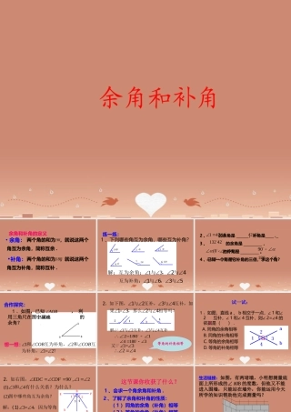 七年级数学上册 4.3.3 补角和余角课件 (新版)新人教版 课件