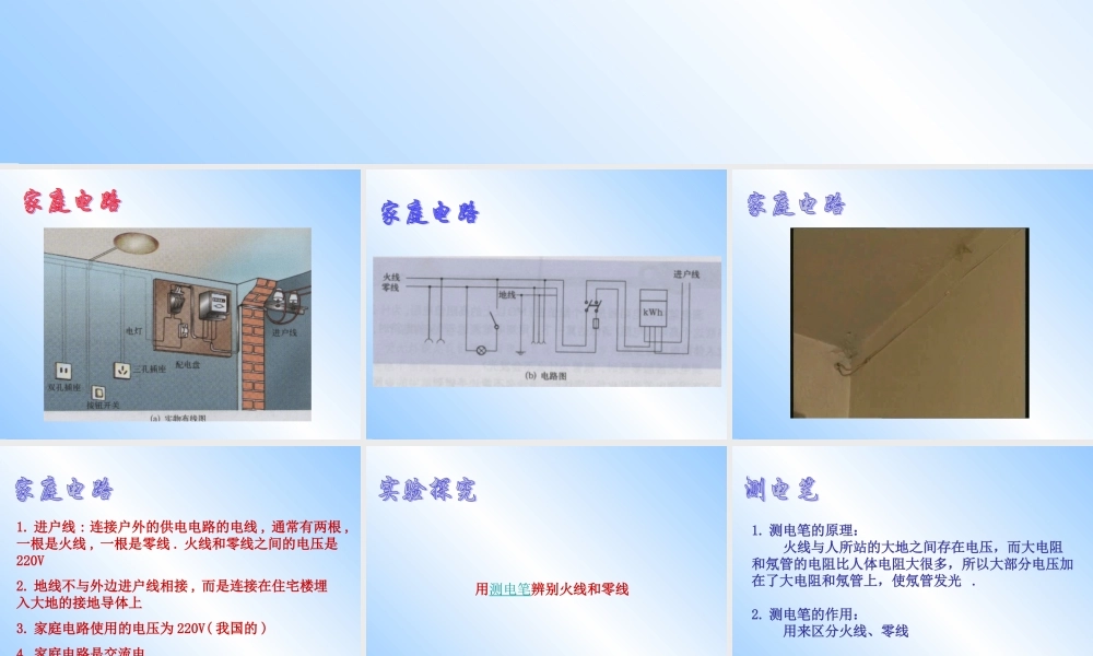 HKWL091403家庭用电 山东省济宁市08年九年级物理全册第十四章第三节 家庭用电课件沪科版