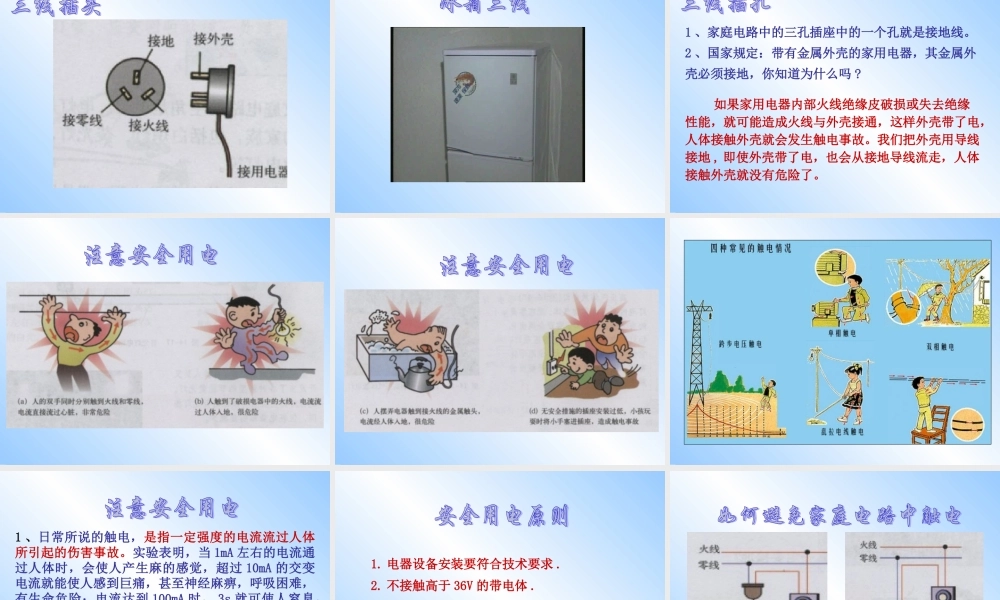 HKWL091403家庭用电 山东省济宁市08年九年级物理全册第十四章第三节 家庭用电课件沪科版