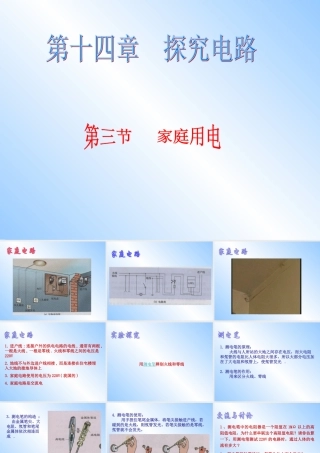 HKWL091403家庭用电 山东省济宁市08年九年级物理全册第十四章第三节 家庭用电课件沪科版