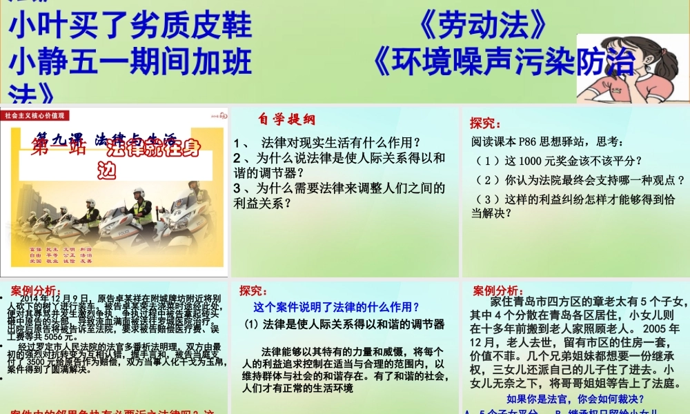 七年级政治下册 第九课 法律就在身边课件 北师大版 课件