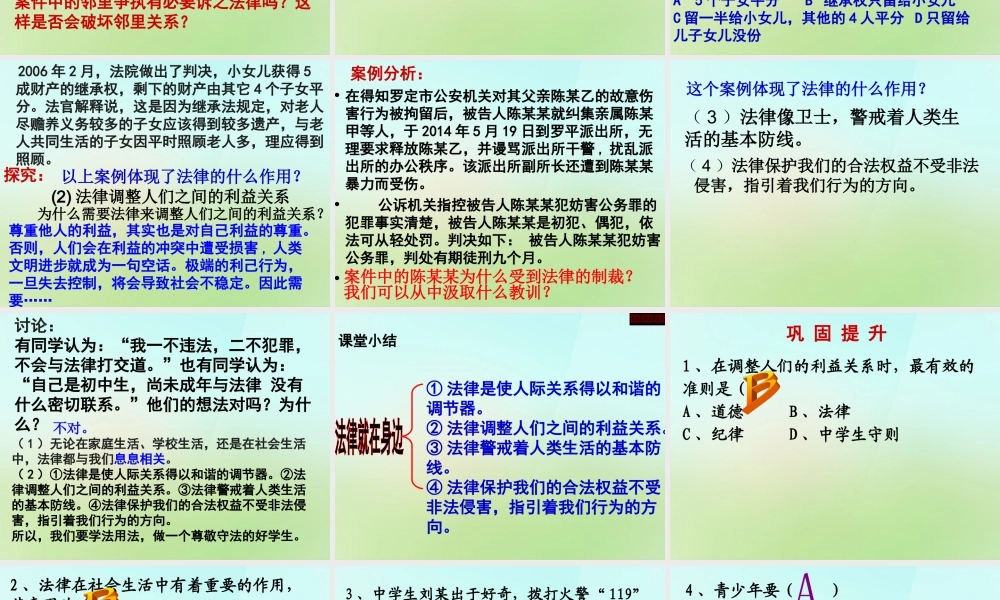 七年级政治下册 第九课 法律就在身边课件 北师大版 课件