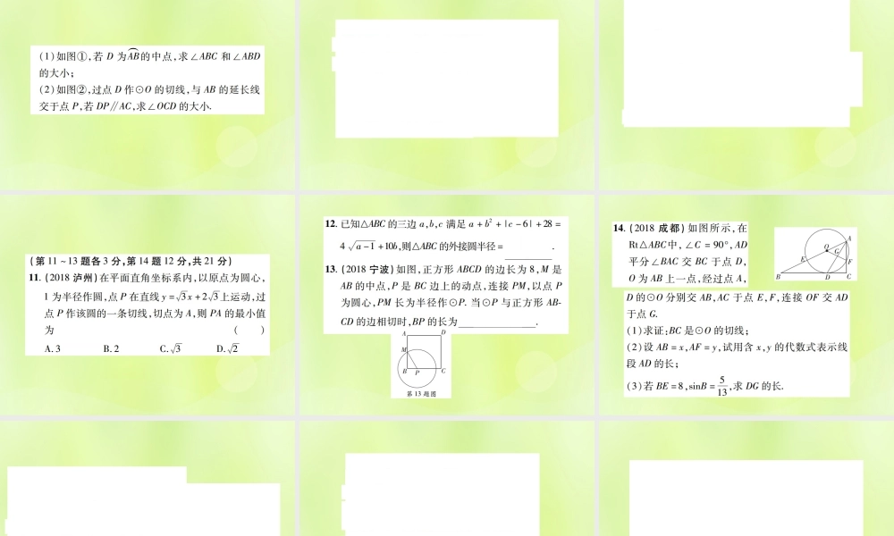 中考数学总复习 第六单元 圆 第23课时 与圆有关的位置关系(高效集训本)课件