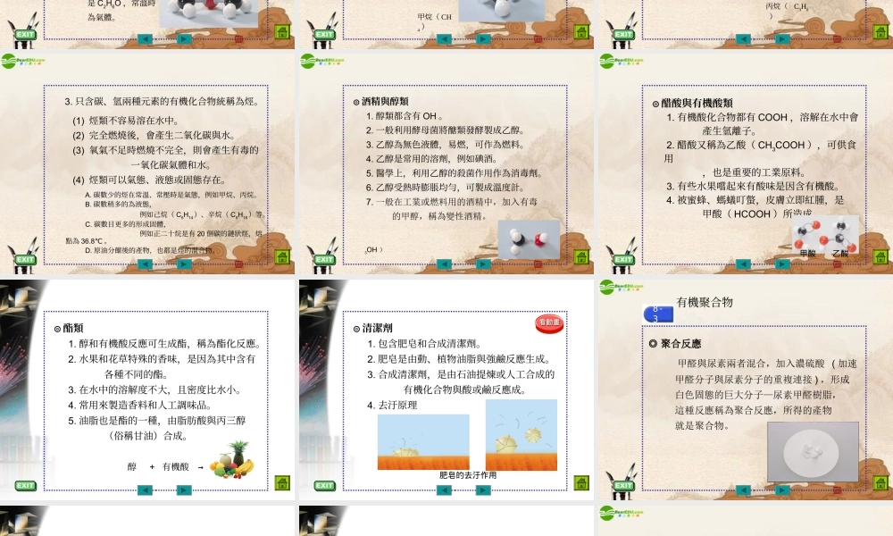 九年级化学 第八章第一节(什么是有机化合物)课件 沪教版 课件