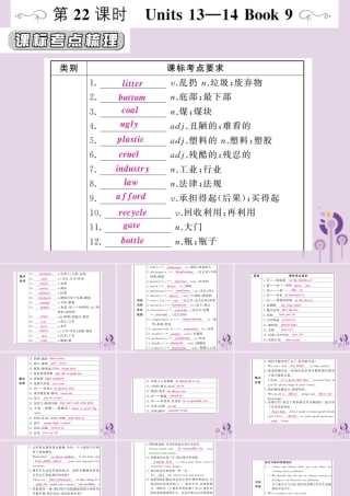 中考英语复习 第一篇 教材过关 九全 第22课时 Units 13 14课件