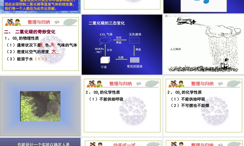 九年级化学上册第二章第三节 奇妙的二氧化碳课件沪教版 课件