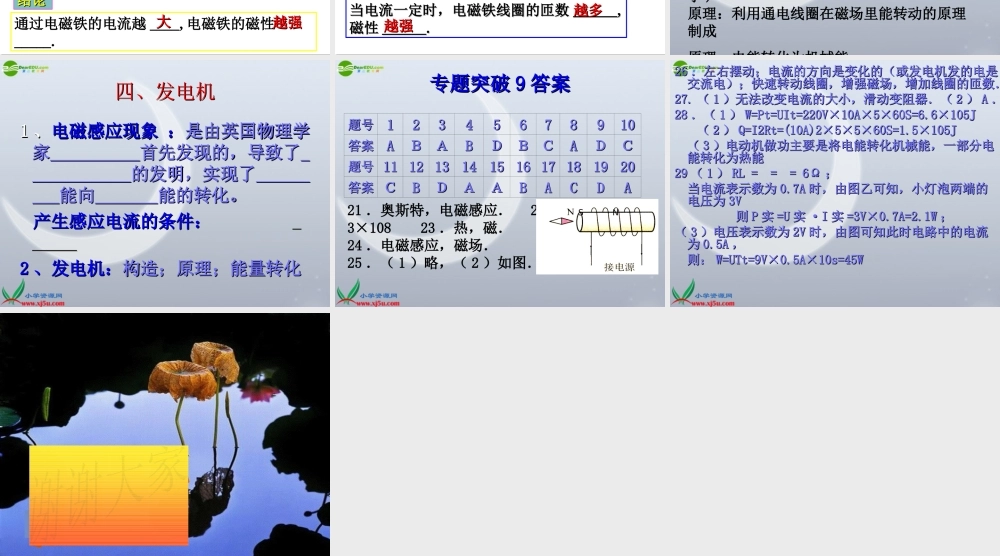 中考物理第一轮复习课件 电与磁 人教新课标版  课件