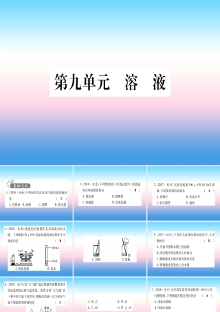 (云南专用)中考化学总复习 第1部分 教材系统复习 九下 第9单元 溶液(精练)课件
